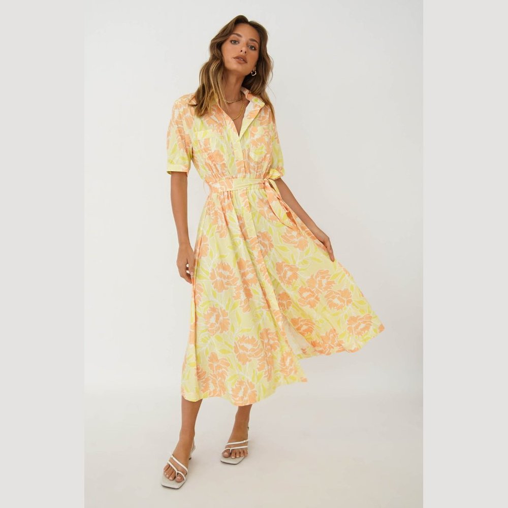 VRG GRL - Button Down Floral Midi Dress - Size 6 / Medium - NWT!